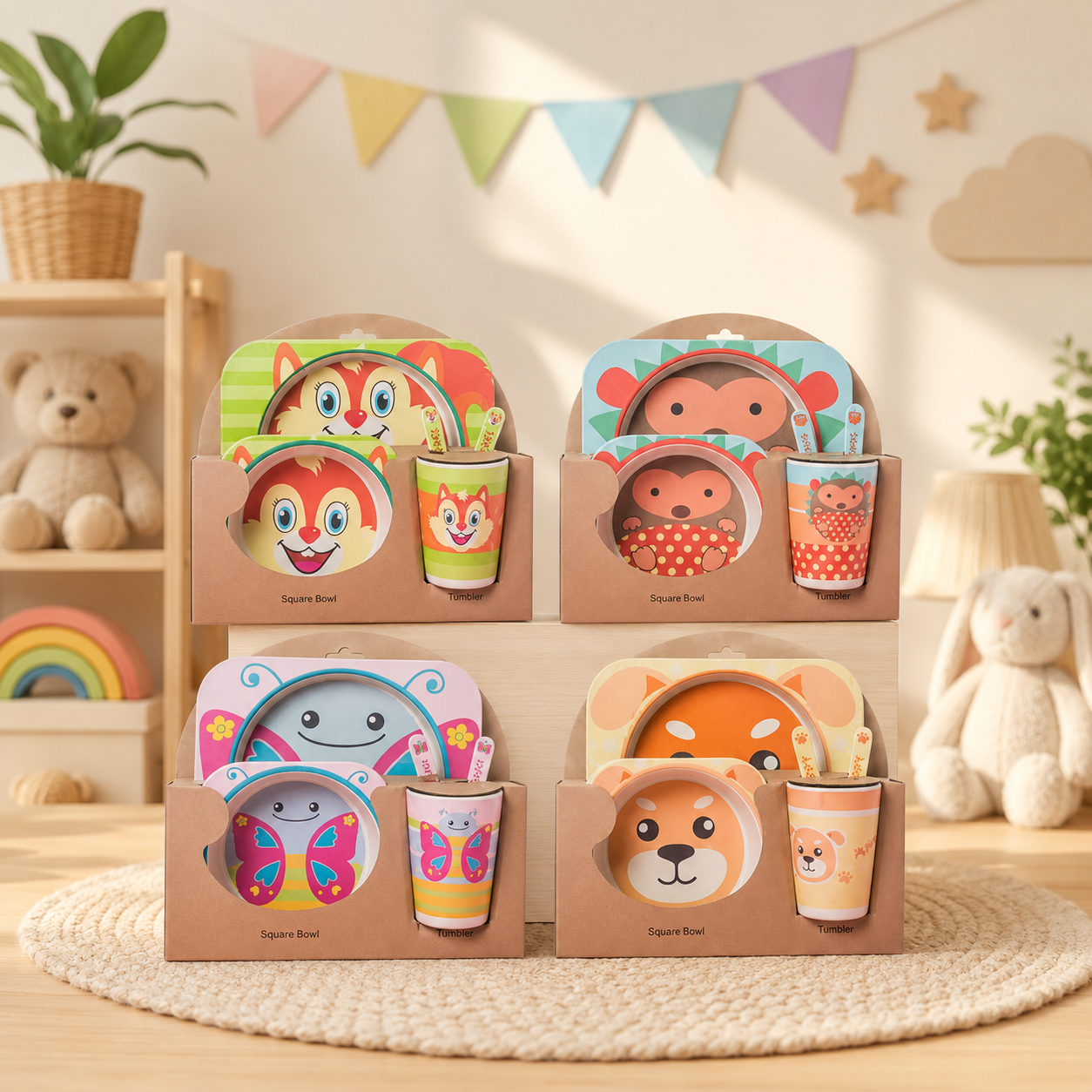 Service de Vaisselle pour Enfants – Motifs Animaux Mignons