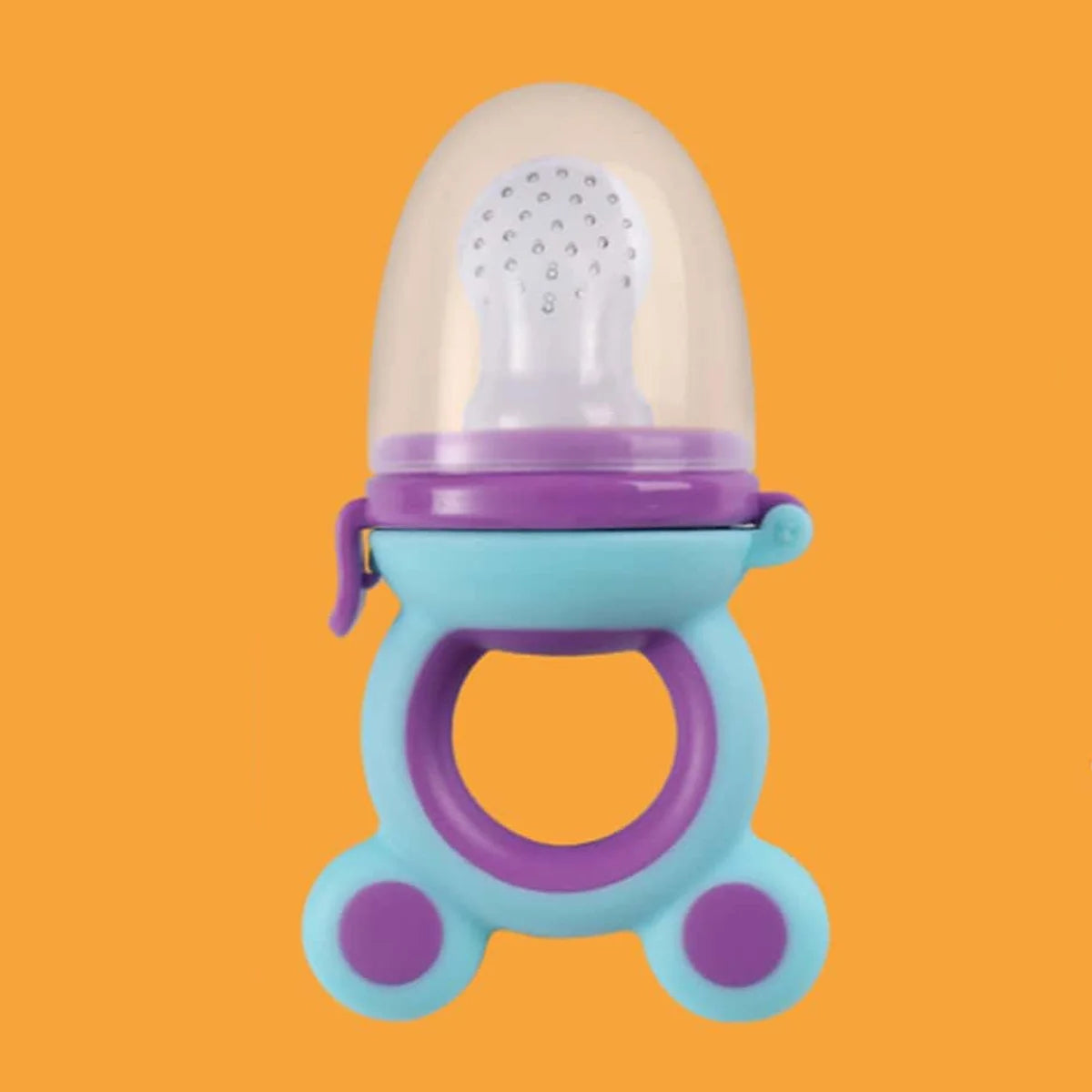 mutualdropship TétineSaveur Trio silicone baby fruit feeder and teething ring in blue and purple