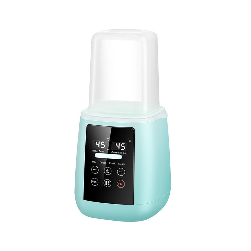 Teal mutualdropshopping baby bottle warmer with digital temperature display and control buttons.